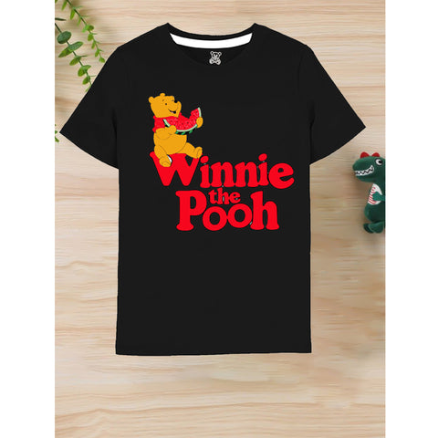 Black Kids T-Shirt with Winnie the Pooh Print