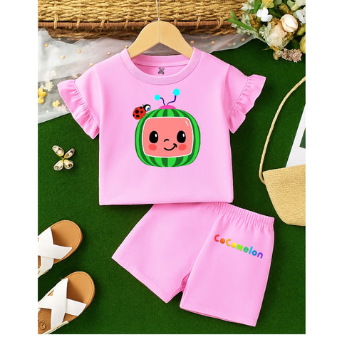 Pink CoComelon Ruffle Sleeve Shorts Set