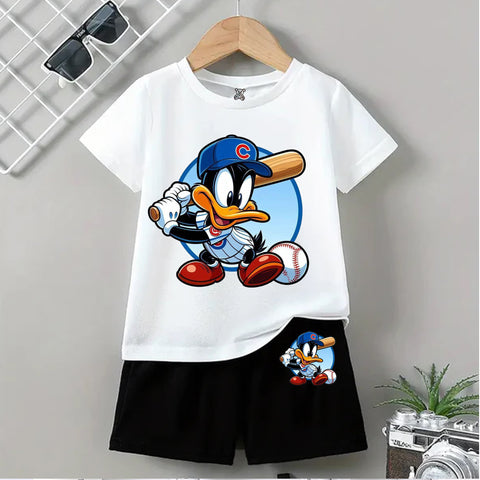 White "Baseball Duck Slugger" Shorts Set