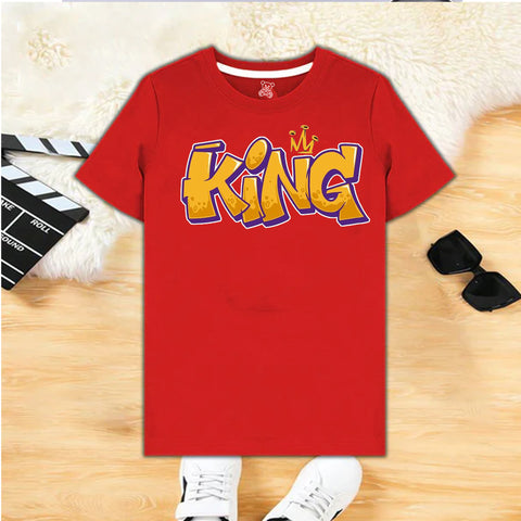 King Graphic Kids T-Shirt – Bold Street Style Crown Print in Red