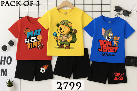 pack of 3 T- Shirts and shorts set