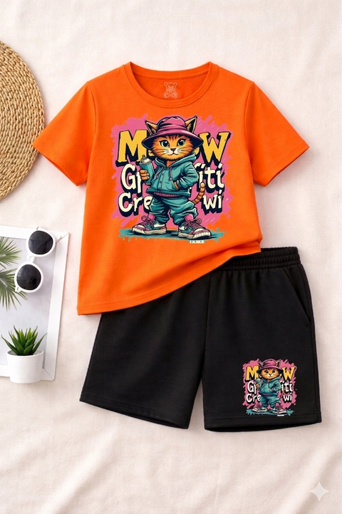 Meow Graffiti Crew Kid's T-shirt and Short Set
