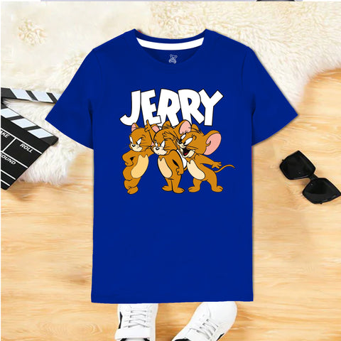Kids Navy Blue Jerry Cartoon T-Shirt – Fun Summer Outfit for Boys & Girls